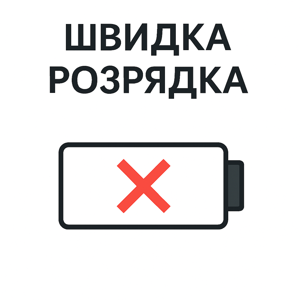 Дуже швидка розрядка після повної зарядки.