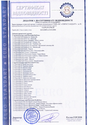 Сертификат соответствия - Flavorlab