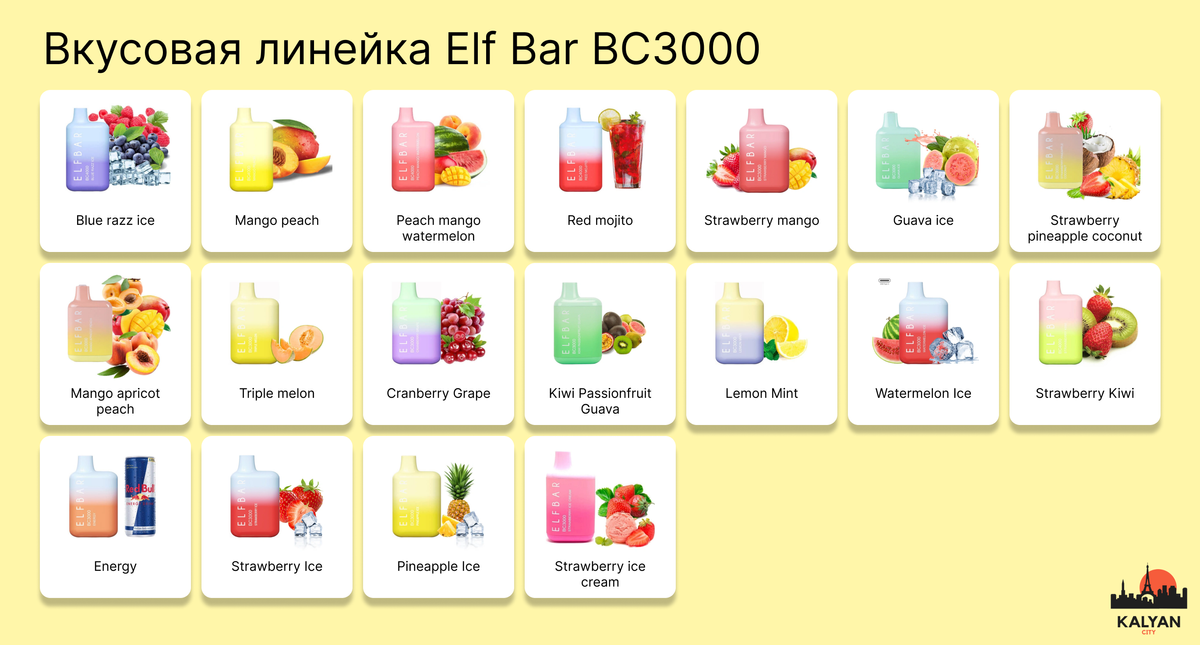 Одноразка Elf Bar 3000 Вкусовая Линейка