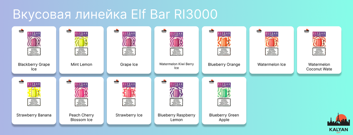 Одноразка Эльф Бар RI3000 Вкусовая линейка