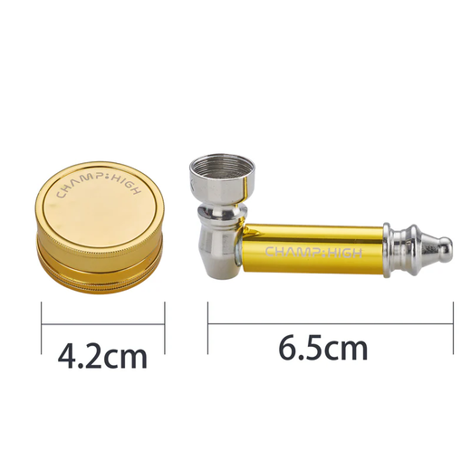 Трубка металлическая с гриндером Champ High Shiny Mini Metal Pipe + Grinder
