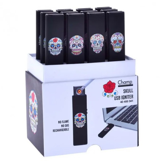 Запальничка Champ USB Lighters Black Skull