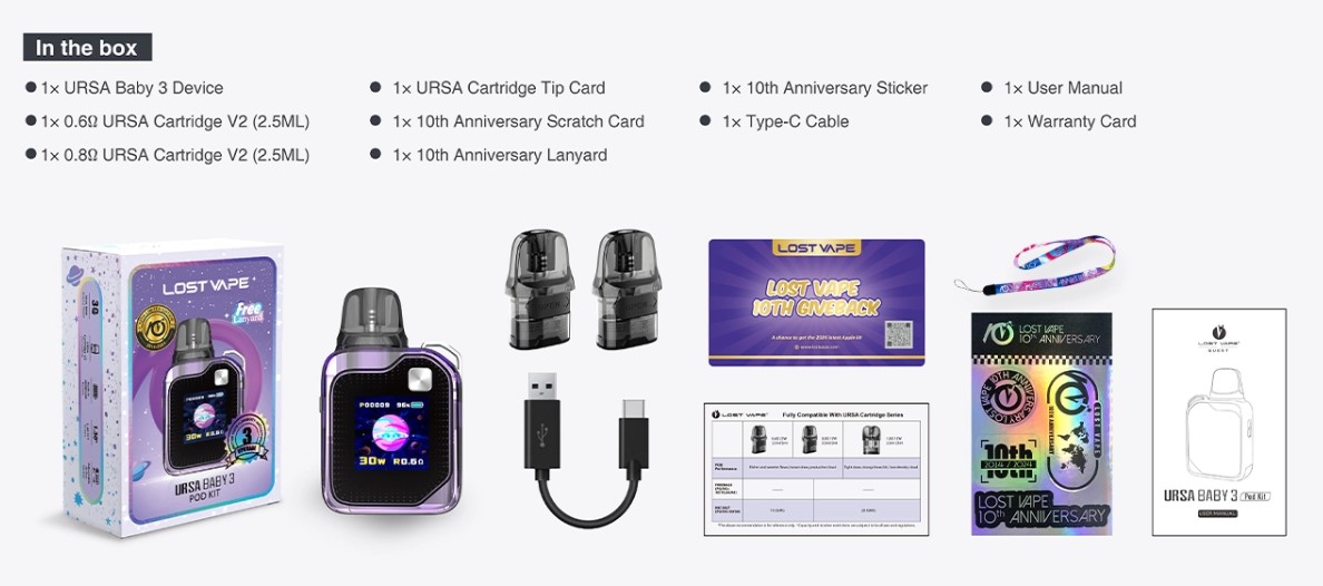Комплектація Лост Вейп Урса Бейбі 3