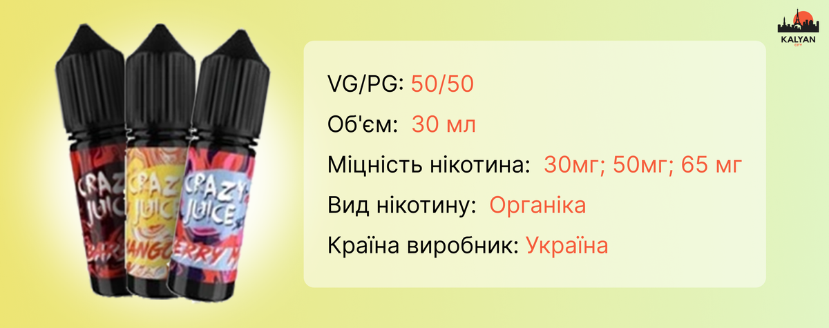 Рідина Crazy Juice 15 мл Характеристики