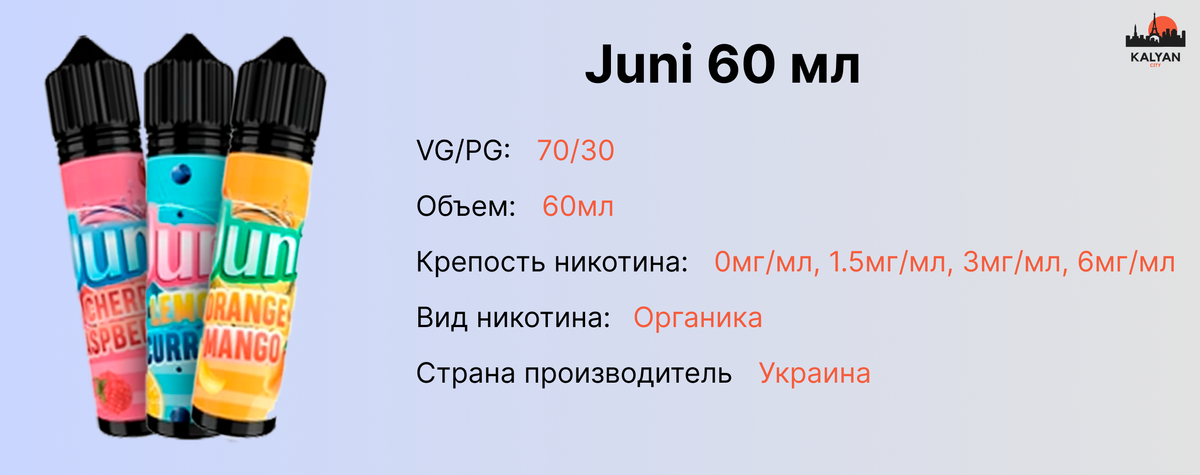 Набор для самозамеса Juni 60 мл Параметры