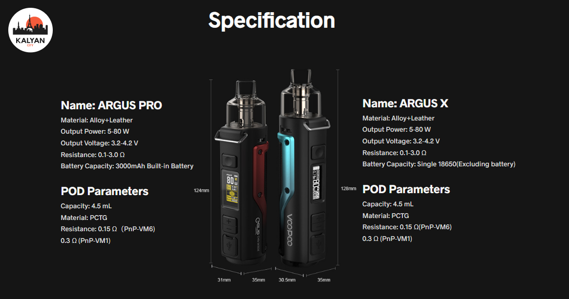 voopoo argus x pod kit Характеристики
