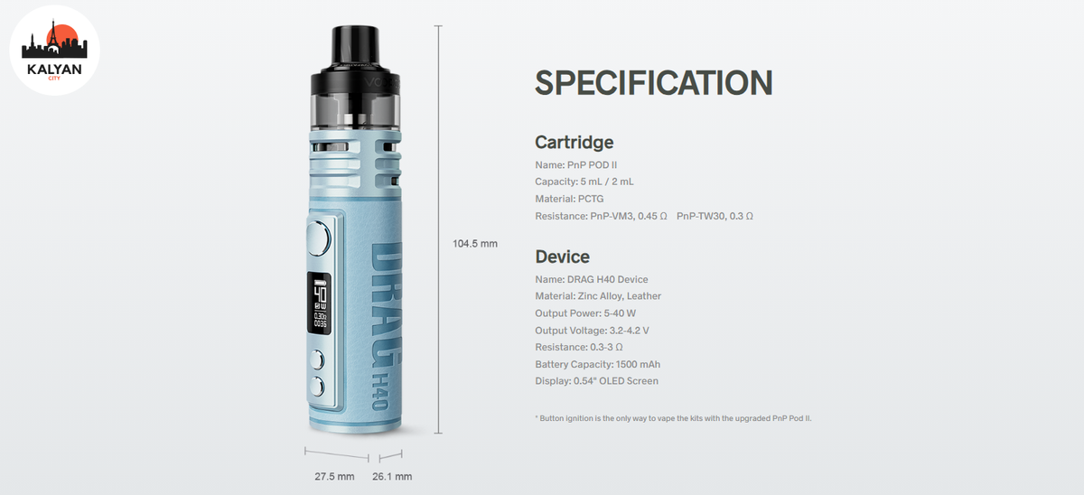 Под-система Voopoo Drag H40 Характеристики