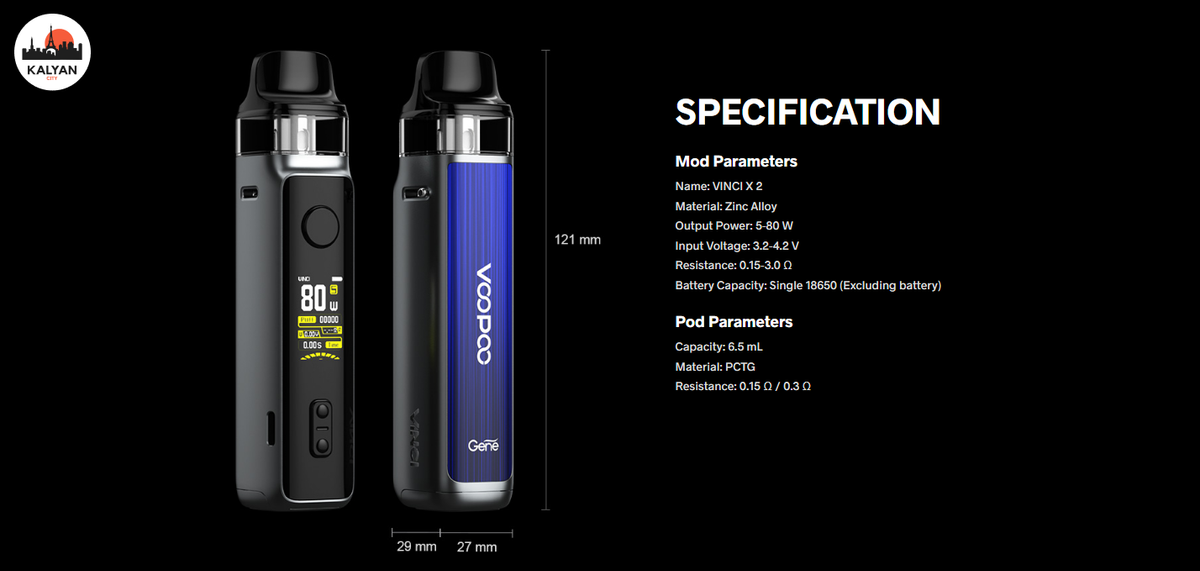 Pod-система VooPoo Vinci Х 2 Характеристики