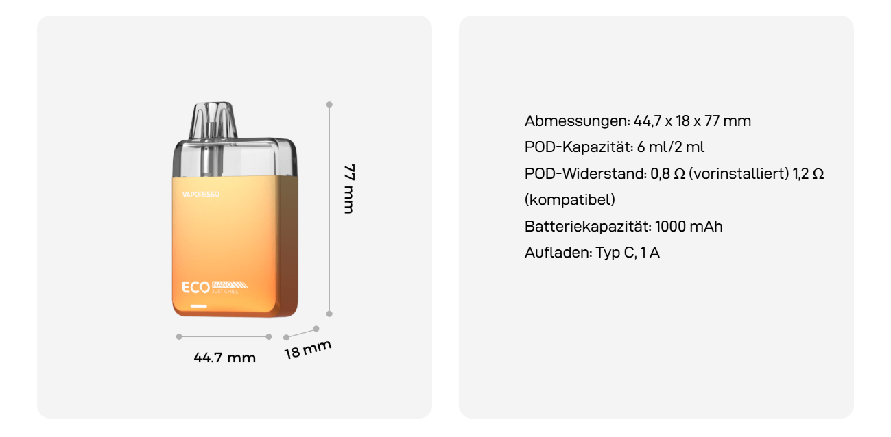 vaporesso eco nano характеристики