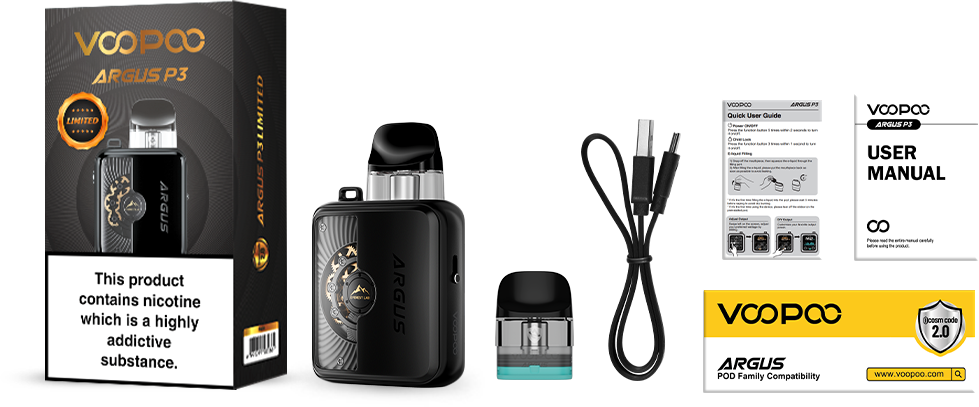 Комплектація VooPoo Argus P3 Pod Kit