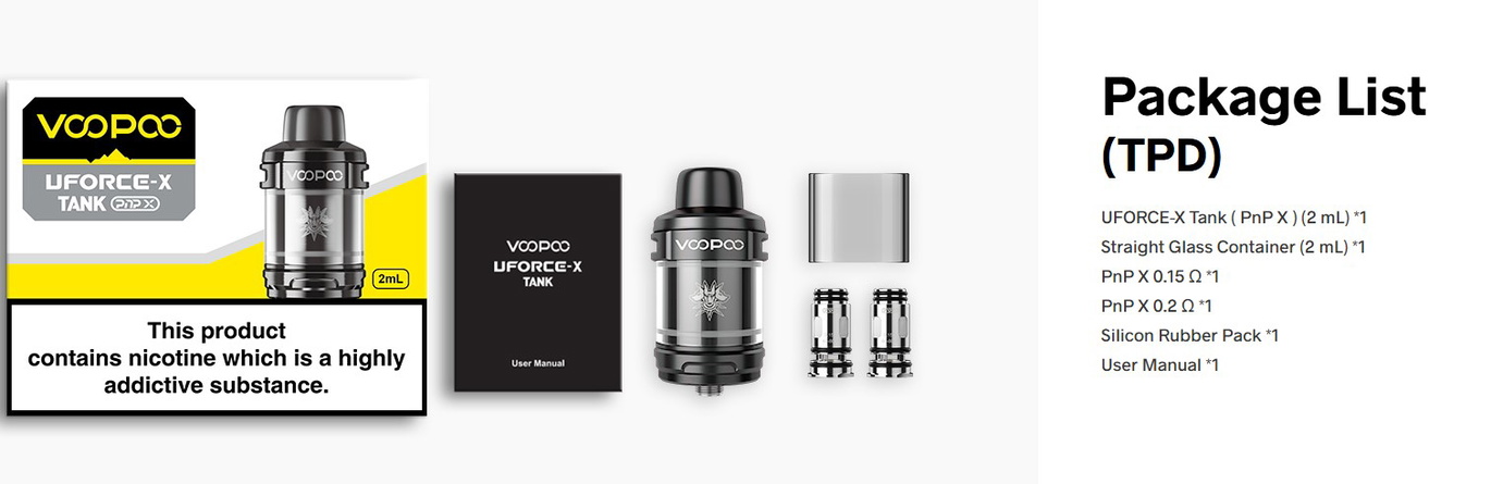 Комплектація атомайзера VooPoo Uforce-X Tank
