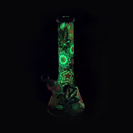 Бонг скляний 3-D Glowing flowers (Різнокольоровий)