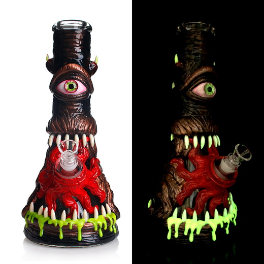 Бонг скляний 3-D One-Eyed Monster Glow (Чорно-червоний)