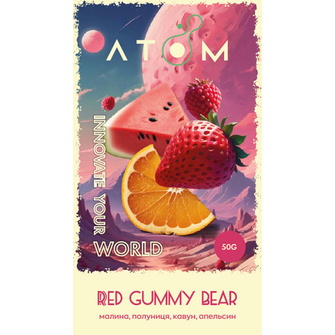 Тютюн Atom Red Gummy Bear (Малина Полуниця Кавун Апельсин) 50г