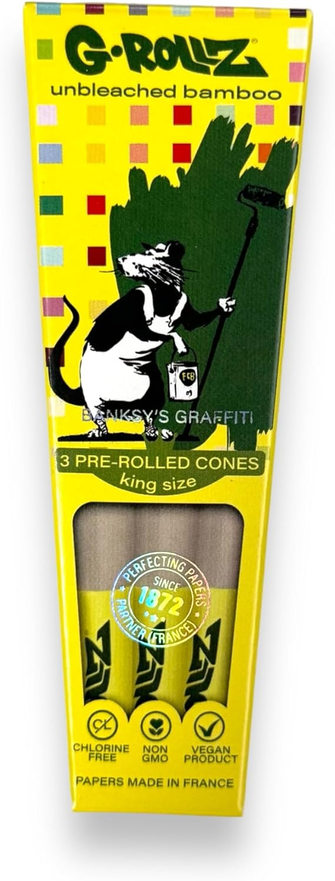 Джоінти G-Rollz King Size Bamboo Unbleached Yellow (Жовтий) 3 шт