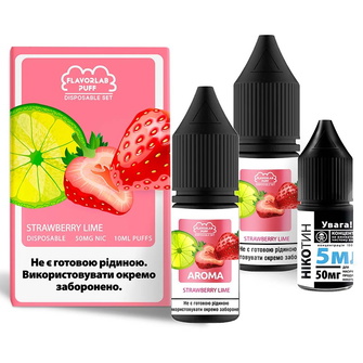 Набір Flavorlab Disposable Puff Strawberry Lime (Полуниця Лайм) 10 мл 50 мг