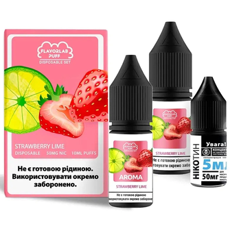 Набір Flavorlab Disposable Puff Strawberry Lime (Полуниця Лайм) 10 мл 65 мг