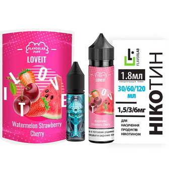Набір органічної рідини Flavorlab Love IT Watermelon Strawberry Cherry (Кавун Полуниця Вишня) 60 мл 3 мг