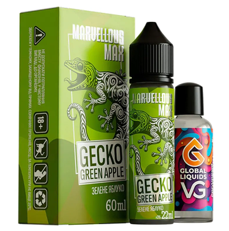 Набір органічної рідини Marvellous MAX Gecko Green Apple (Зелене яблуко) 60 мл 3 мг