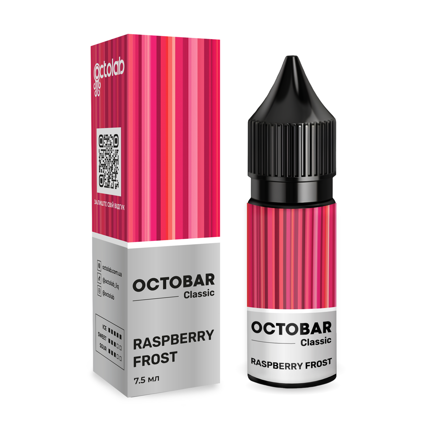 Набір сольової рідини Octobar Classic Raspberry Frost (Малина Лід) 10мл ...