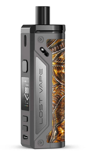 Pod Mod Lost Vape Thelema 80W Gunmetal Ukiran Leather (Сіро-коричневий)