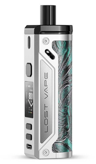 Pod Mod Lost Vape Thelema 80W SS Ukiran Leather (Сріблясто-синій)