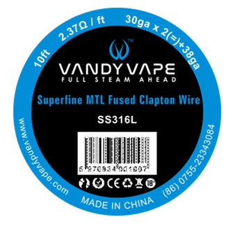 Котушка спіралі Vandy Vape Superfine MTL Fused Clapton Wire SS316L (30ga)